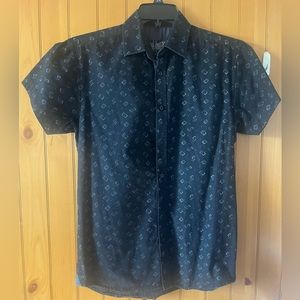 English Laundry Mens Geometric Design Short Sleeve Button Down Shirt Size Small